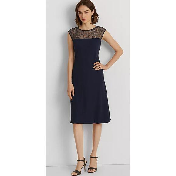Lauren Ralph Lauren Georgette Sleeveless Cocktail Dress Size 4 - Picture 1 of 6